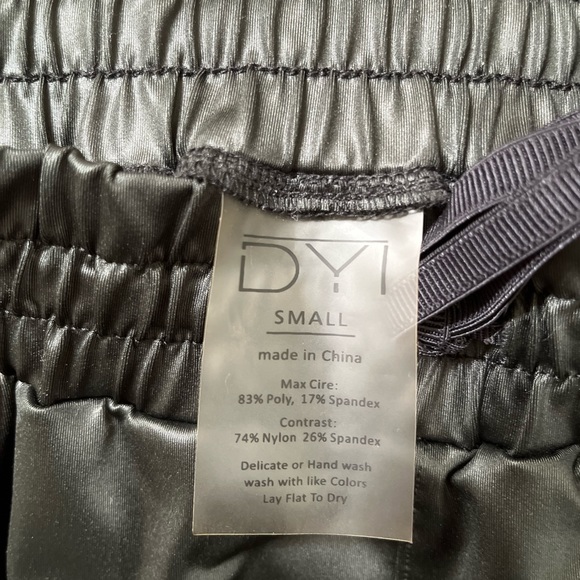 Casual Joggers black shiny stretch fabric high waisted drawstring size S - Picture 8 of 10